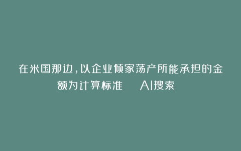 在米国那边，以企业倾家荡产所能承担的金额为计算标准 | AI搜索🔍