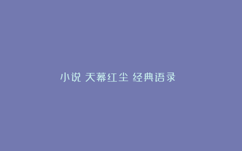小说《天幕红尘》经典语录！！！