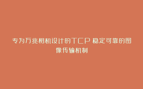 专为万兆相机设计的TCP：稳定可靠的图像传输机制