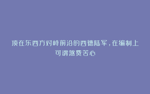 顶在东西方对峙前沿的西德陆军，在编制上可谓煞费苦心
