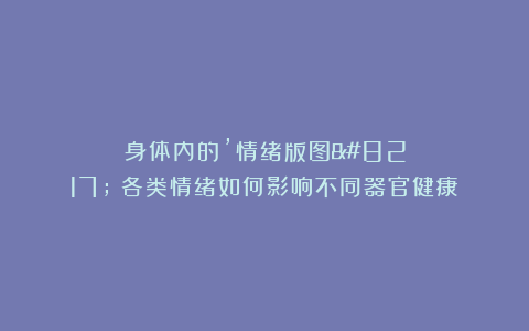 身体内的’情绪版图’：各类情绪如何影响不同器官健康！