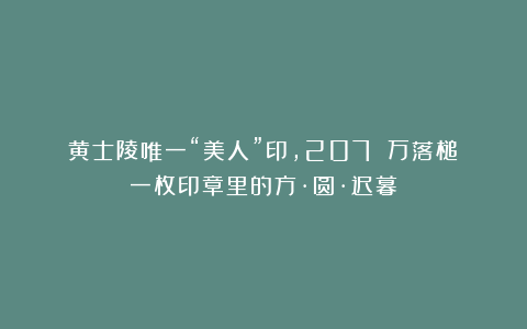 黄士陵唯一“美人”印，207 万落槌：一枚印章里的方·圆·迟暮
