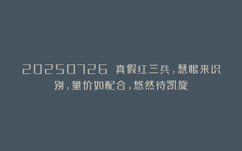 20250726 真假红三兵，慧眼来识别，量价如配合，悠然待凯旋