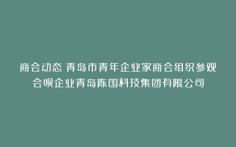 商会动态｜青岛市青年企业家商会组织参观会员企业青岛陈国科技集团有限公司