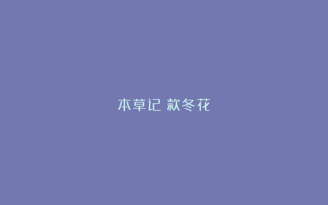 本草记|款冬花