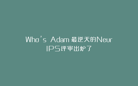 Who’s Adam？最逆天的NeurIPS评审出炉了