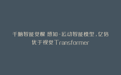 千脑智能觉醒：感知-运动智能模型，亿倍优于视觉Transformer？