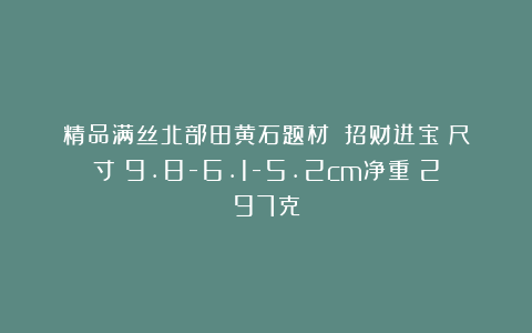 精品满丝北部田黄石题材：《招财进宝》尺寸：9.8-6.1-5.2cm净重：297克