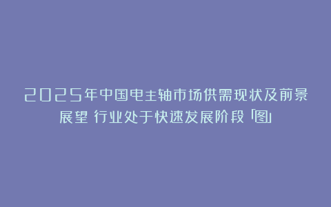 2025年中国电主轴市场供需现状及前景展望：行业处于快速发展阶段「图」