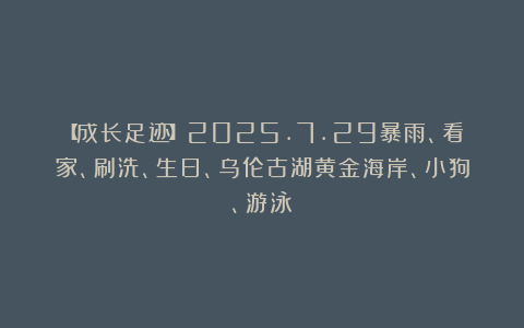【成长足迹】2025.7.29暴雨、看家、刷洗、生日、乌伦古湖黄金海岸、小狗、游泳