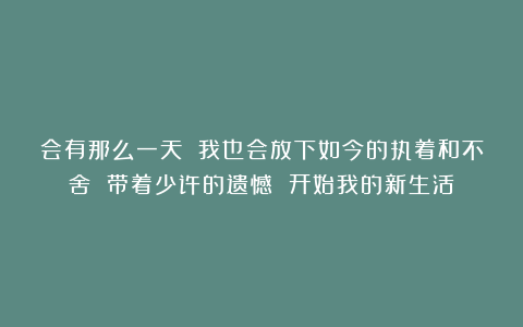 会有那么一天 我也会放下如今的执着和不舍 带着少许的遗憾 开始我的新生活