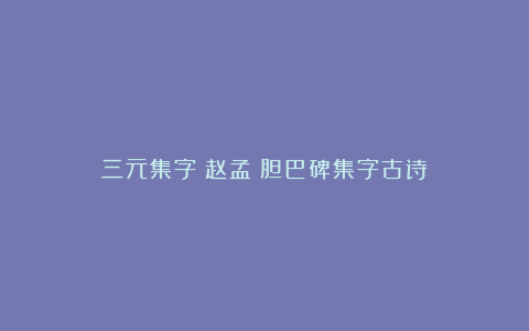 三元集字：赵孟頫胆巴碑集字古诗
