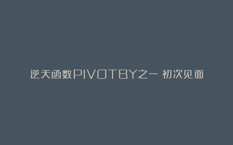 逆天函数PIVOTBY之一：初次见面