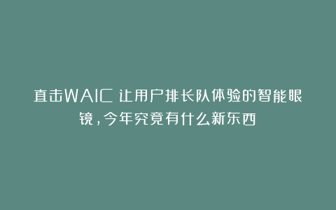 直击WAIC：让用户排长队体验的智能眼镜，今年究竟有什么新东西？