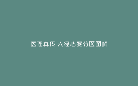 医理真传|六经心要分区图解