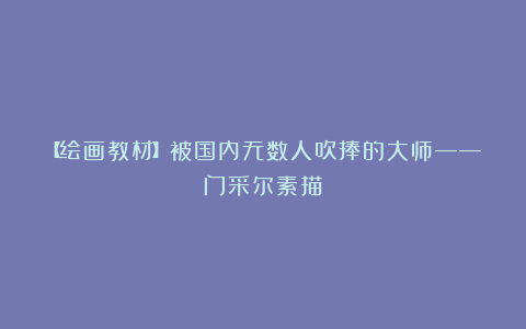 【绘画教材】被国内无数人吹捧的大师——门采尔素描