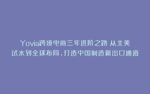 Yovia跨境电商三年进阶之路：从北美试水到全球布局，打造中国制造新出口通道