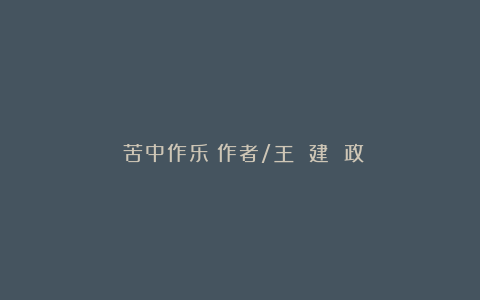 《苦中作乐》作者/王 建 政