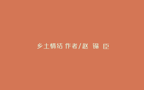 《乡土情结》作者/赵 锡 臣