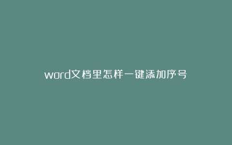 word文档里怎样一键添加序号？