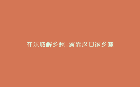 在东城解乡愁,就靠这口家乡味