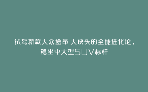试驾新款大众途昂：大块头的全能进化论，稳坐中大型SUV标杆