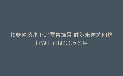 物联网技术下沉零售场景：胖东来精选的格行WiFi用起来怎么样？