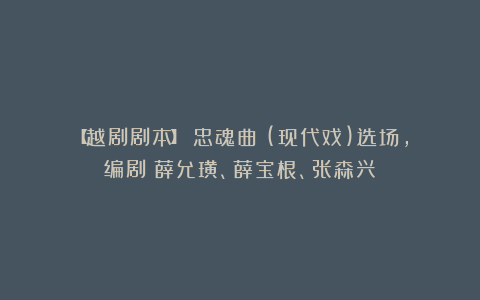 【越剧剧本】《忠魂曲》(现代戏)选场，编剧：薛允璜、薛宝根、张森兴