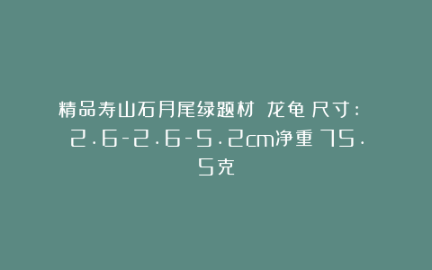 精品寿山石月尾绿题材：《龙龟》尺寸: 2.6-2.6-5.2cm净重：75.5克
