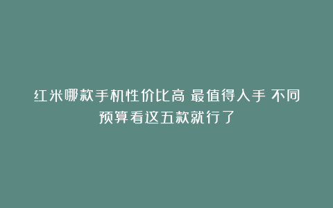 红米哪款手机性价比高？最值得入手？不同预算看这五款就行了