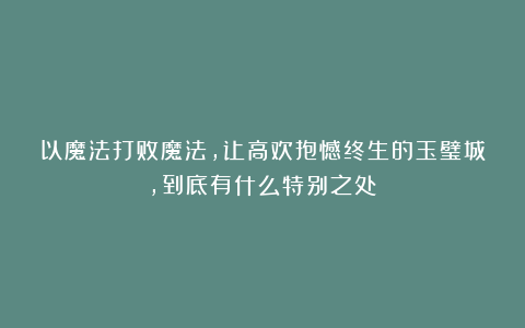 以魔法打败魔法，让高欢抱憾终生的玉璧城，到底有什么特别之处？