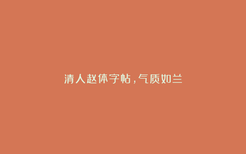 清人赵体字帖，气质如兰