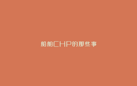 船舶CHP的那些事