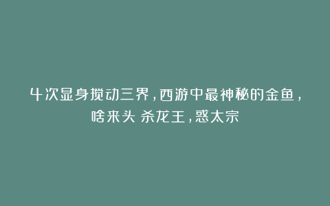 4次显身搅动三界,西游中最神秘的金鱼,啥来头?杀龙王,惑太宗
