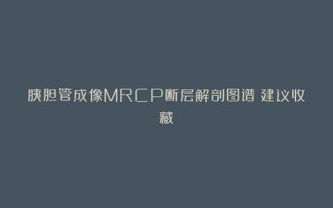 胰胆管成像MRCP断层解剖图谱（建议收藏）