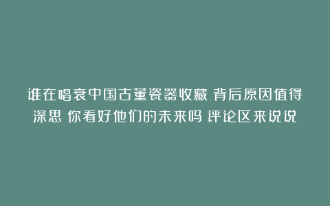 谁在唱衰中国古董瓷器收藏？背后原因值得深思！你看好他们的未来吗？评论区来说说
