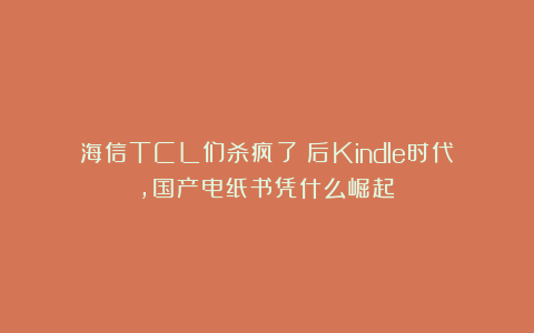 海信TCL们杀疯了！后Kindle时代，国产电纸书凭什么崛起？