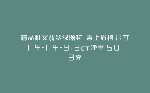 精品雅安翡翠绿题材：《喜上眉梢》尺寸：1.4-1.4-9.3cm净重：50.3克