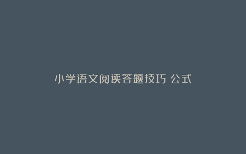 小学语文阅读答题技巧＋公式