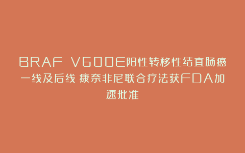 BRAF V600E阳性转移性结直肠癌一线及后线！康奈非尼联合疗法获FDA加速批准