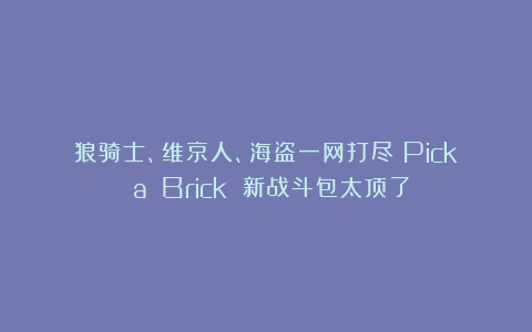 狼骑士、维京人、海盗一网打尽！Pick a Brick 新战斗包太顶了！