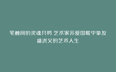笔触间的灵魂共鸣：艺术家苏爱国眼中挚友盛洪义的艺术人生