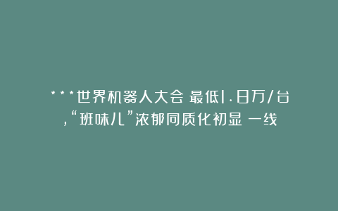 ***世界机器人大会：最低1.8万/台，“班味儿”浓郁同质化初显丨一线