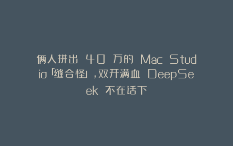 俩人拼出 40 万的 Mac Studio「缝合怪」，双开满血 DeepSeek 不在话下