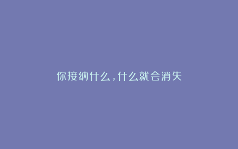 你接纳什么，什么就会消失