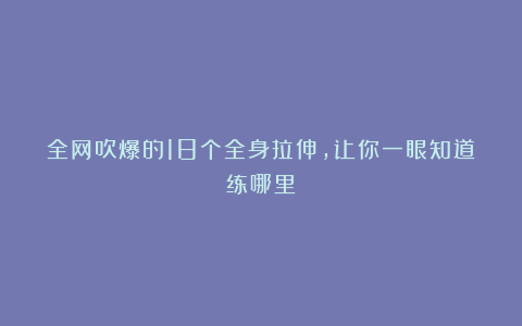 全网吹爆的18个全身拉伸，让你一眼知道练哪里！