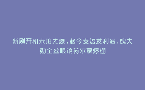 新剧开机未拍先爆，赵今麦短发利落，魏大勋金丝眼镜荷尔蒙爆棚