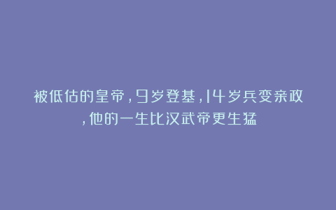 被低估的皇帝，9岁登基，14岁兵变亲政，他的一生比汉武帝更生猛