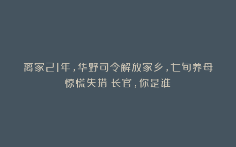 离家21年，华野司令解放家乡，七旬养母惊慌失措：长官，你是谁？