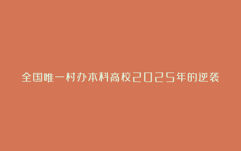 全国唯一村办本科高校2025年的逆袭
